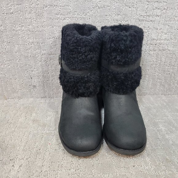 UGG Australia Blayre II Women's Size US 5 Black Leather Ankle Shearling Boots - Picture 4 of 8